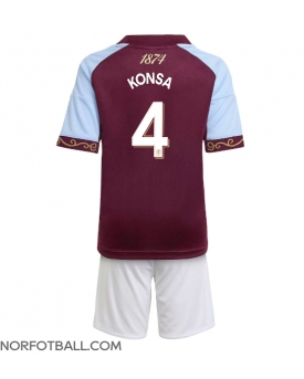 Billige Fotballdrakt Aston Villa Ezri Konsa #4 Replika Hjemmedraktsett Barn 2025-26 Kortermet (med bukser)